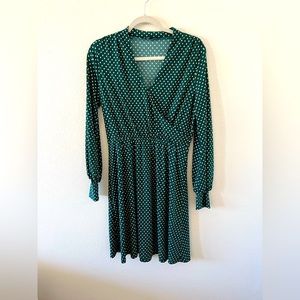 New Adrianna Papell Green Dress with white dots.